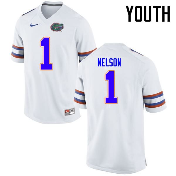 NCAA Florida Gators Reggie Nelson Youth #1 Nike White Stitched Authentic College Football Jersey RSM8364UQ